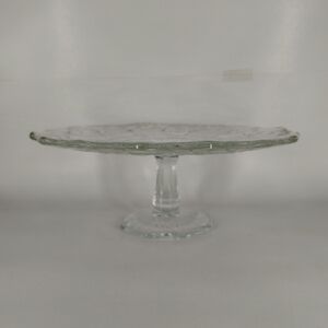 Cake Plate Glass Pedestal Stand Serving Tray 4.5" Tall 11.5" Diameter Vintage